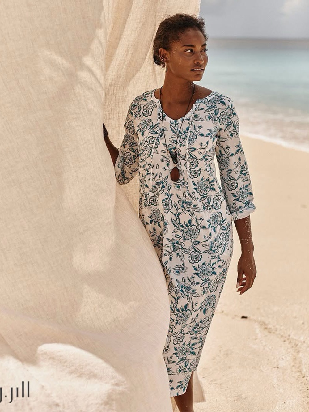 Pure Jill Cabana Floral Midi Organic Cotton Dress/Tunic